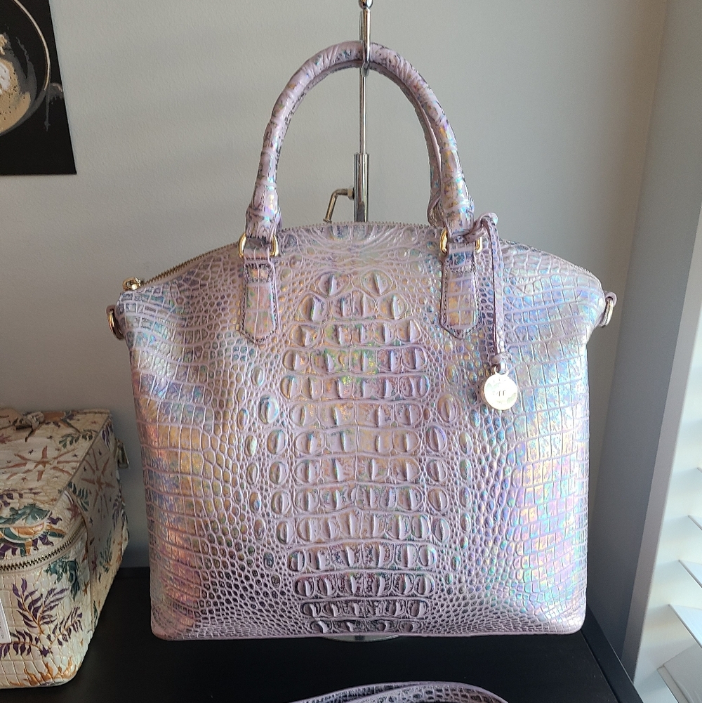 NWT Brahmin Large Duxbury Violet Wonderland w matching NWT Ady & Lennon Wallets - Picture 3 of 12